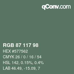 Farbcode: RGB 87 117 98 | qconv.com