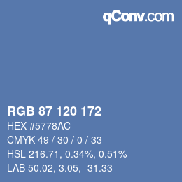颜色代码: RGB 87 120 172 | qconv.com