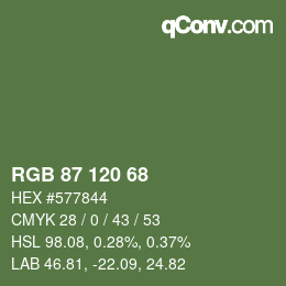カラーコード: RGB 87 120 68 | qconv.com