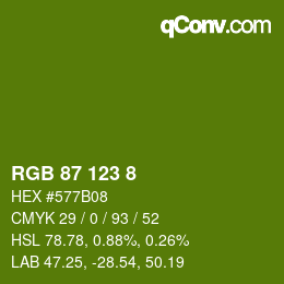 カラーコード: RGB 87 123 8 | qconv.com