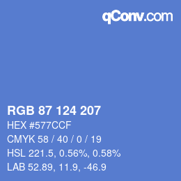 Color code: RGB 87 124 207 | qconv.com