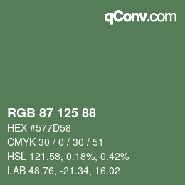Farbcode: RGB 87 125 88 | qconv.com