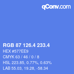カラーコード: RGB 87 126.4 233.4 | qconv.com