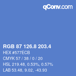 カラーコード: RGB 87 126.8 203.4 | qconv.com