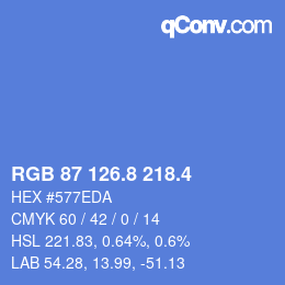 カラーコード: RGB 87 126.8 218.4 | qconv.com