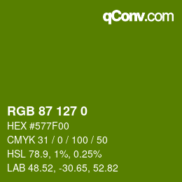 颜色代码: RGB 87 127 0 | qconv.com