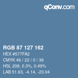 Color code: RGB 87 127 162 | qconv.com