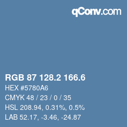 カラーコード: RGB 87 128.2 166.6 | qconv.com