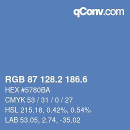 カラーコード: RGB 87 128.2 186.6 | qconv.com