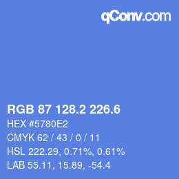 カラーコード: RGB 87 128.2 226.6 | qconv.com