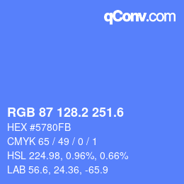 カラーコード: RGB 87 128.2 251.6 | qconv.com