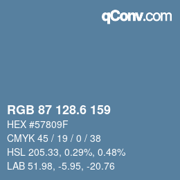 カラーコード: RGB 87 128.6 159 | qconv.com