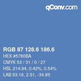 カラーコード: RGB 87 128.6 186.6 | qconv.com