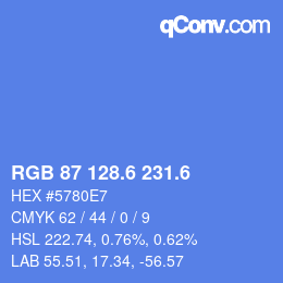 カラーコード: RGB 87 128.6 231.6 | qconv.com