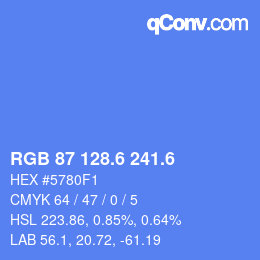 カラーコード: RGB 87 128.6 241.6 | qconv.com