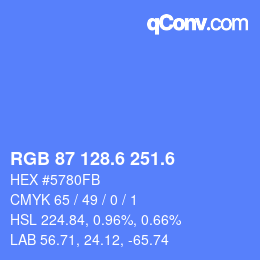 カラーコード: RGB 87 128.6 251.6 | qconv.com