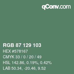 Color code: RGB 87 129 103 | qconv.com