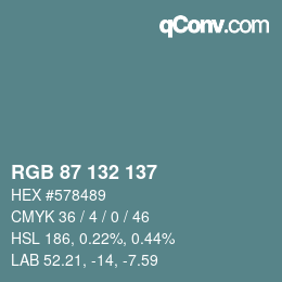 Color code: RGB 87 132 137 | qconv.com