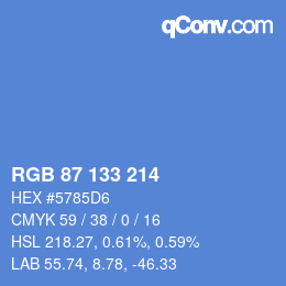 Farbcode: RGB 87 133 214 | qconv.com