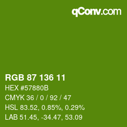 Color code: RGB 87 136 11 | qconv.com