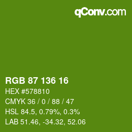 Color code: RGB 87 136 16 | qconv.com