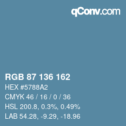 Color code: RGB 87 136 162 | qconv.com
