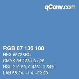 Color code: RGB 87 136 188 | qconv.com