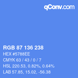 Código de color: RGB 87 136 238 | qconv.com