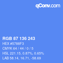 Color code: RGB 87 136 243 | qconv.com