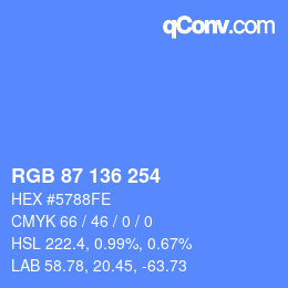 Color code: RGB 87 136 254 | qconv.com