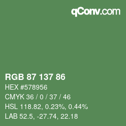 颜色代码: RGB 87 137 86 | qconv.com