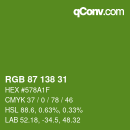 颜色代码: RGB 87 138 31 | qconv.com
