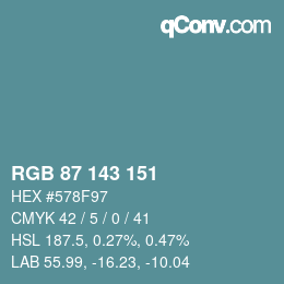 Color code: RGB 87 143 151 | qconv.com