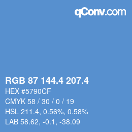 カラーコード: RGB 87 144.4 207.4 | qconv.com
