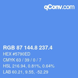 カラーコード: RGB 87 144.8 237.4 | qconv.com
