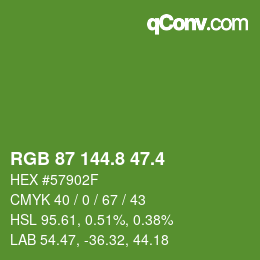 カラーコード: RGB 87 144.8 47.4 | qconv.com