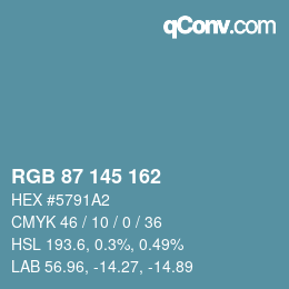 Color code: RGB 87 145 162 | qconv.com