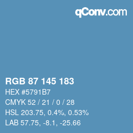 Color code: RGB 87 145 183 | qconv.com