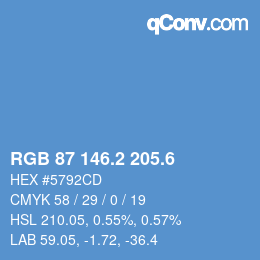 カラーコード: RGB 87 146.2 205.6 | qconv.com