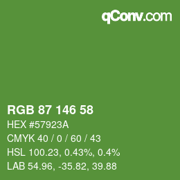 颜色代码: RGB 87 146 58 | qconv.com