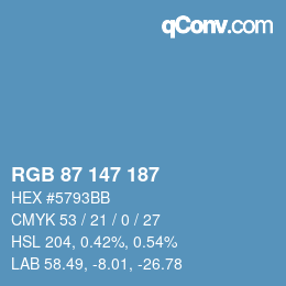 Color code: RGB 87 147 187 | qconv.com
