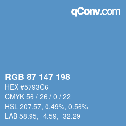 Color code: RGB 87 147 198 | qconv.com