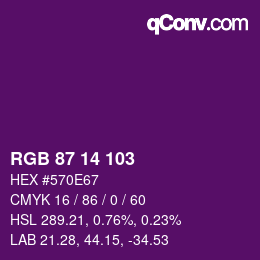 Color code: RGB 87 14 103 | qconv.com