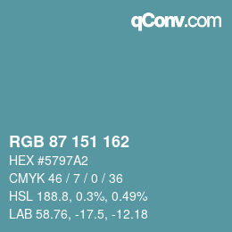 Color code: RGB 87 151 162 | qconv.com