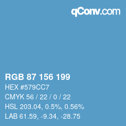 颜色代码: RGB 87 156 199 | qconv.com