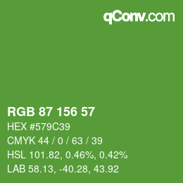 Color code: RGB 87 156 57 | qconv.com