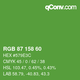 カラーコード: RGB 87 158 60 | qconv.com