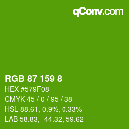 カラーコード: RGB 87 159 8 | qconv.com