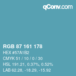 Color code: RGB 87 161 178 | qconv.com