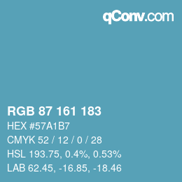Color code: RGB 87 161 183 | qconv.com